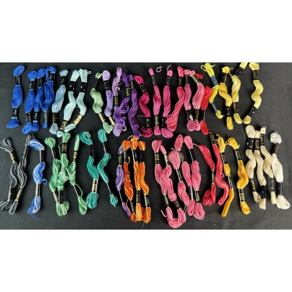 Assorted Lot Of 44 Cotton Embroidery Floss Skeins Various Shades